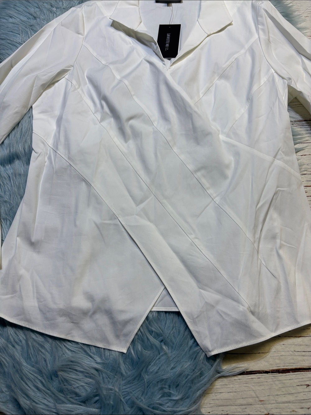 NWT Lafayette 148 New York White Side Zip Shirt with Collar sz 16 - Picture 5 of 11